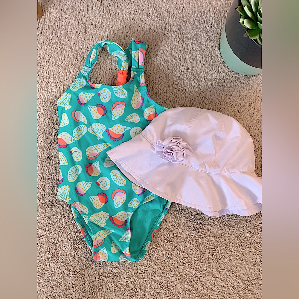 12 month baby swimsuit & hat